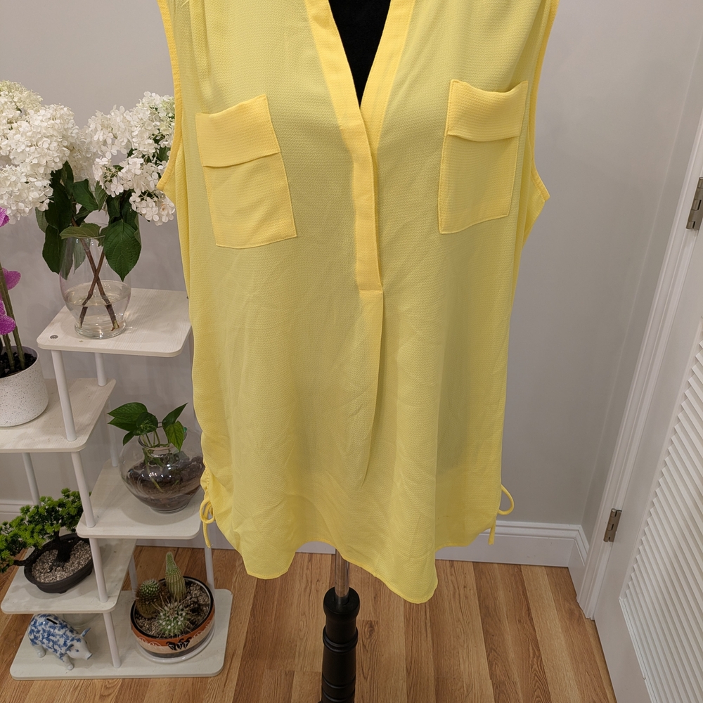 Sunny Yellow V-Neck Blouse Size 2X